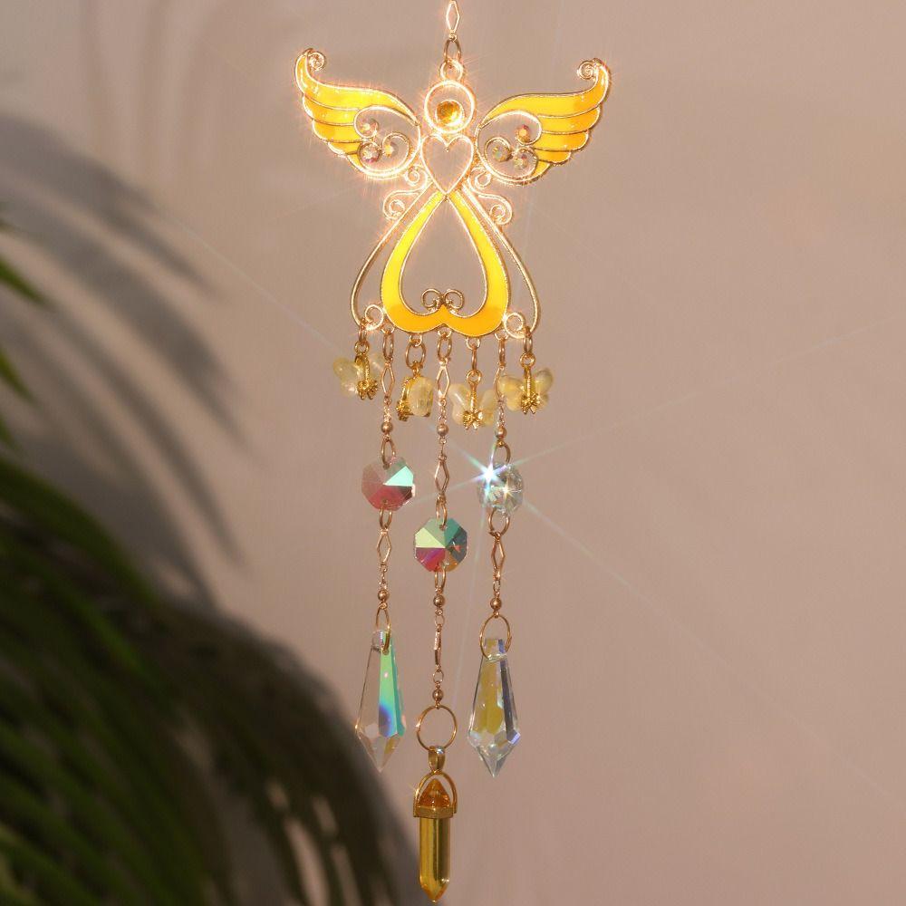 Crystal Wind Chimes Rotating Light Collection Pendant Home Decor Wind Spinner  Door