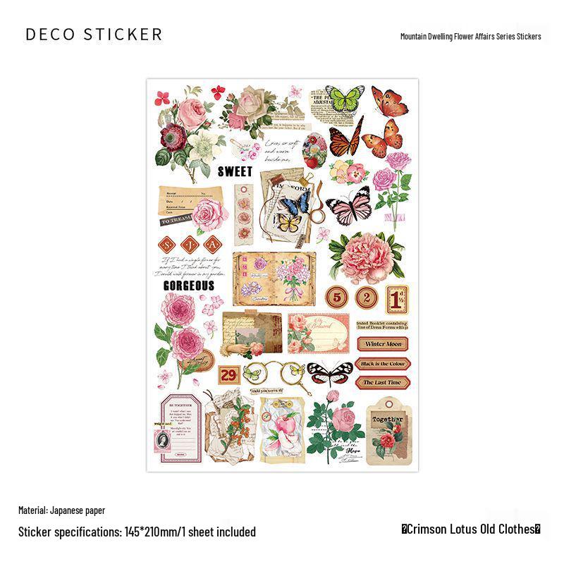 Infeel.Me Mountain Dwelling Butterfly & Floral Washi Stickers for Journal and Earphone Case.