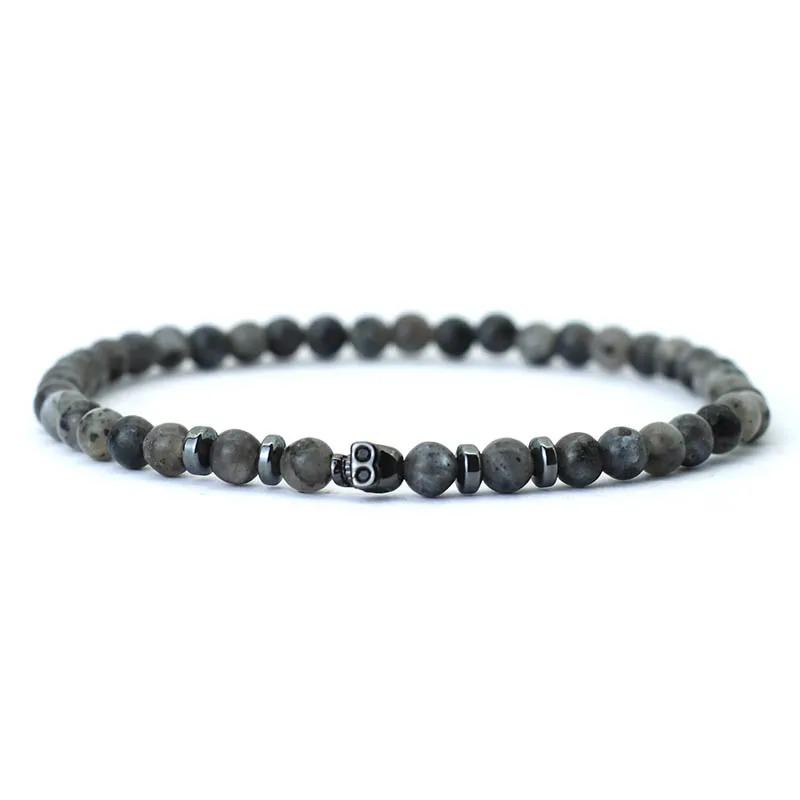 New Novel 4mm Beads Bracelet For Men Black Skull Braclet Homme Small Volcanic Rock Tiger Eyes Stone Braslet Gift For Him