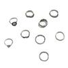 Wind Personality Female Retro Smiley Face Flower Leaf Crown 9-Piece Ring Set
