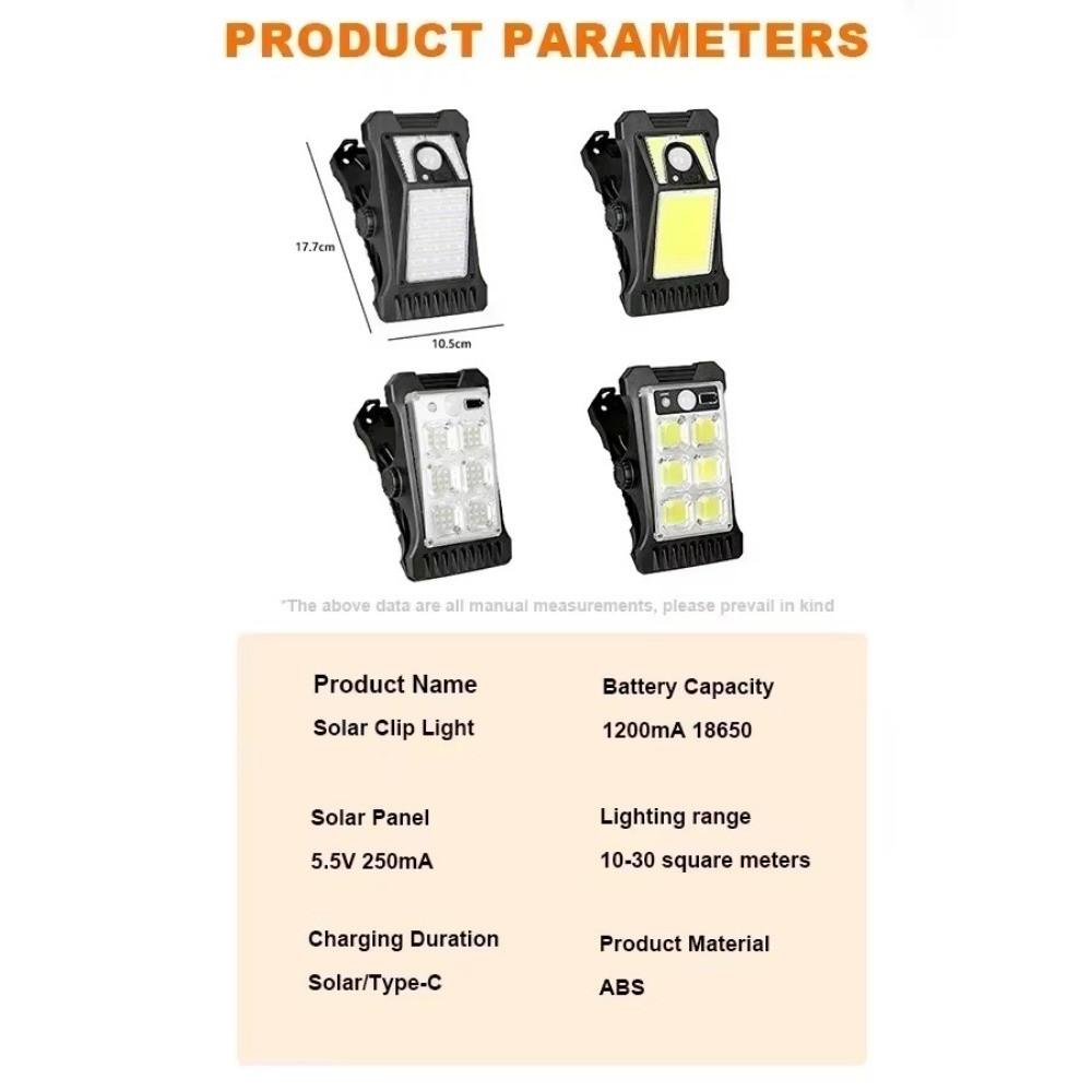 Outdoor Solar Clip Light Waterproof Motion Sensor LED Solar Garden Lights Night Lighting High Power Camping Lamp