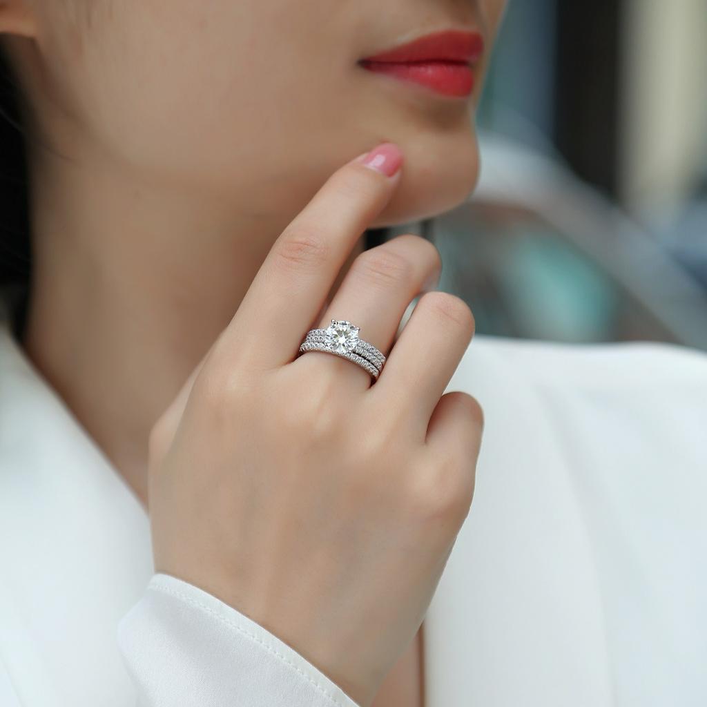 S925 Silver Ring Moissanite High Set 2 Carat Ring Panyu