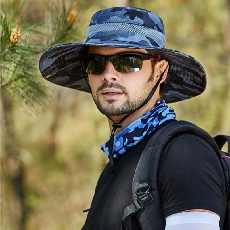 Foldable Bucket Hat for Adult Teenagers Wide Brim Foldable Fisherman Hat Spring Summer Anti-uv Hat Camouflage Design