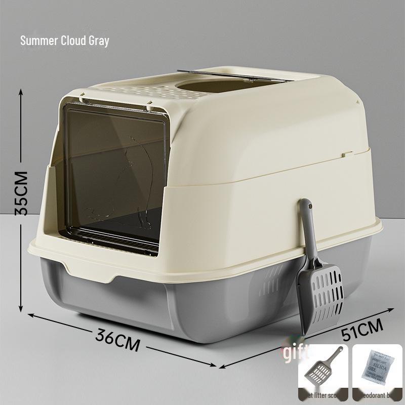 

Очень большой закрытый кошачий туалет с защитой от брызг и запаха Includes extra-large cat litter scoop