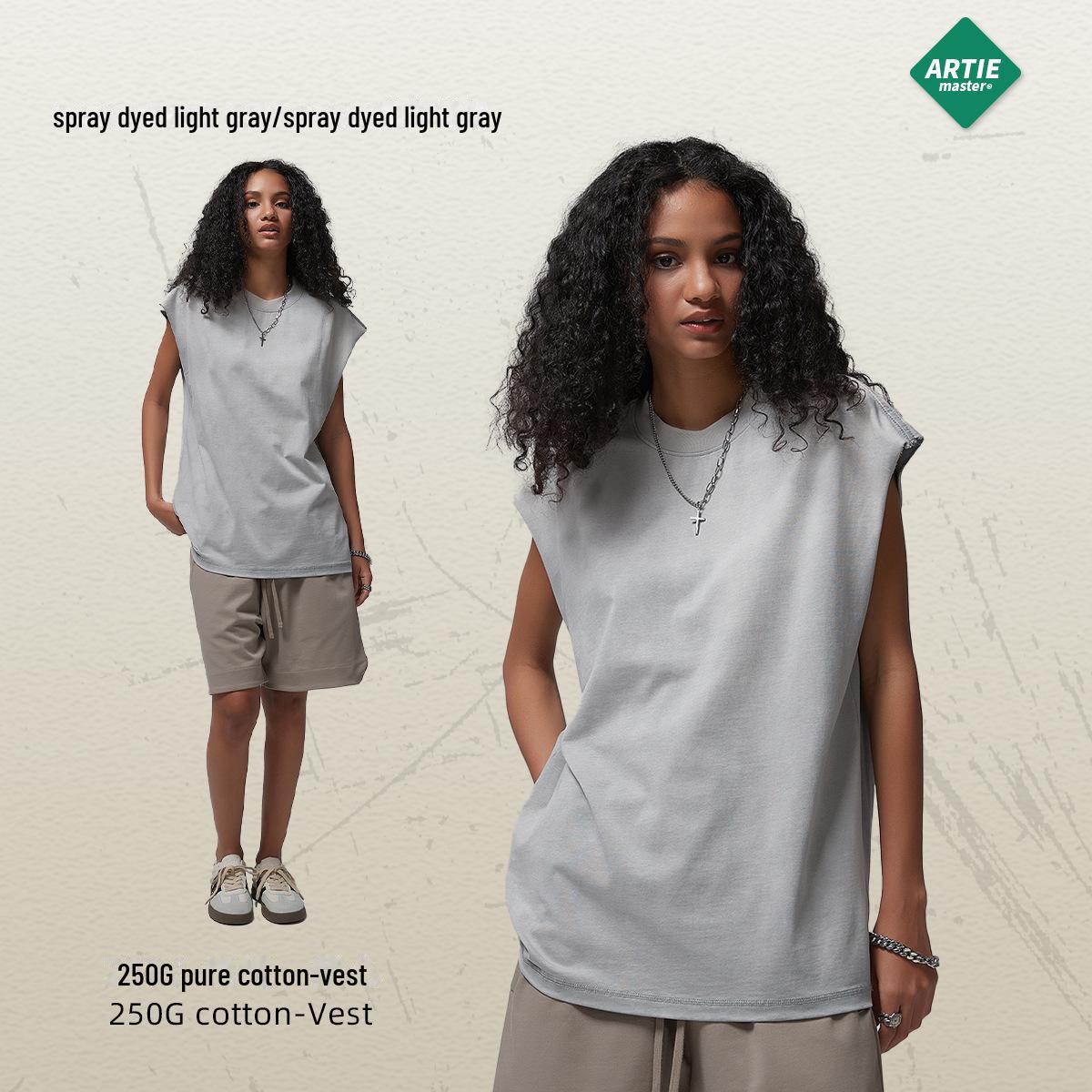 

ARTIE Мужская жилетка 2025 года, новое поступление, 250 г, состаренный жилет - европейская и американская мода, жилет без рукавов L светло-серый