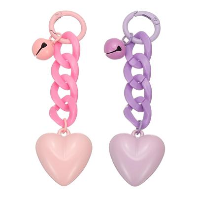 [PATIKIL] Niedliche Herz-Schlüsselanhänger, Set mit 2 Stück, für Damen, Dekorationen aus Kunststoffherzen für Handtaschen, Autos, Geldbörsen, Rucksäcke und Portemonnaies, RosaLila