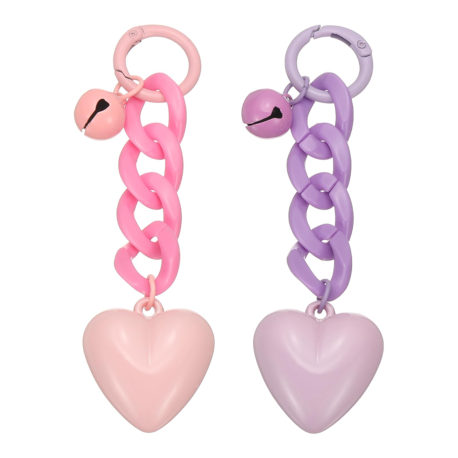 

[PATIKIL] Cute Heart Keychains, Set of 2, for Women, Plastic Heart Bag Decorations for Handbags, Cars, Purses, Backpacks, and Wallets, PinkPurple