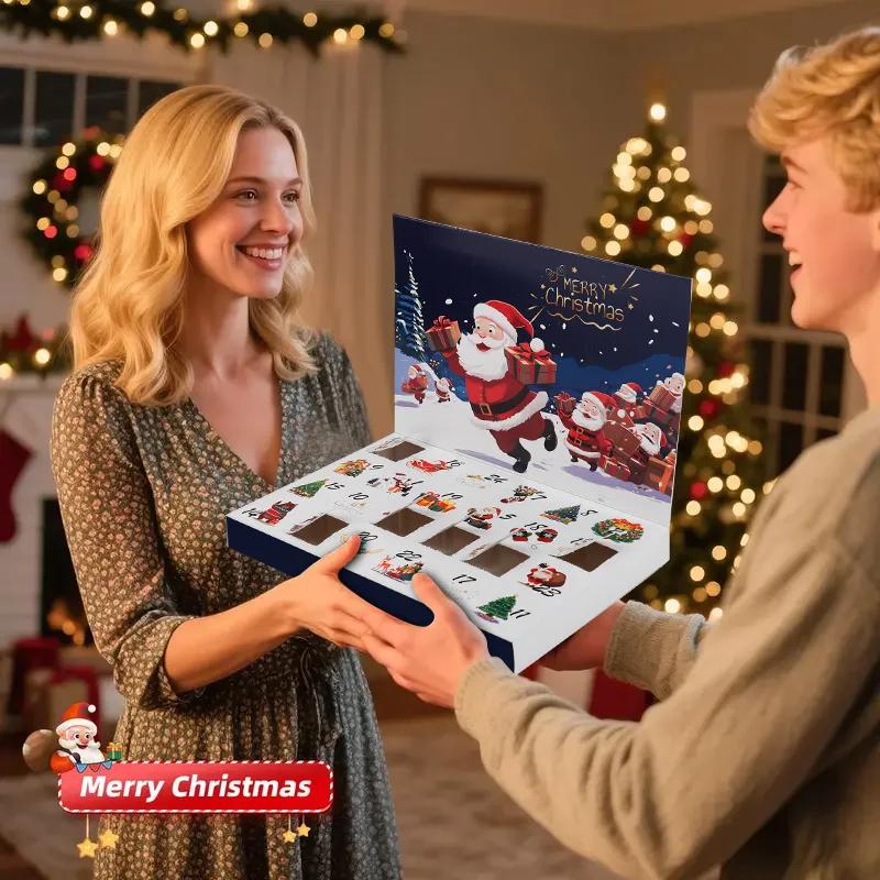 24Grids Christmas Countdown Advent Calendar Empty Boxes DIY Fillable Surprise Gift Box for Kids Christmas Festival New Year 2026