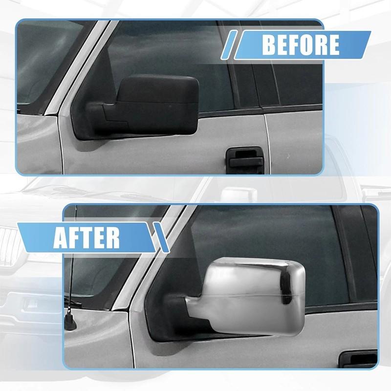 For Ford F-150 F150 2004-2008 ABS Chrome Car Rearview Side Mirror Cover Wing Cap Exterior Door Housing Trim Adhesive Sticker