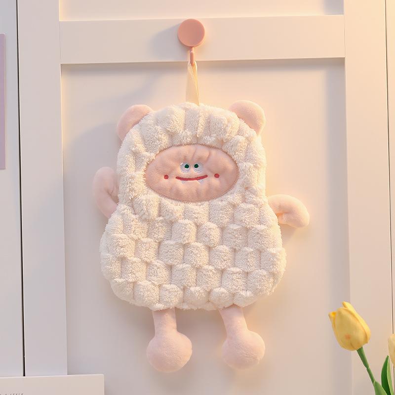 1PC Hangable Double-layer Hand Towels, Coral Velvet Square Towels, Children's Hand Towels, Handkerchiefs, Kitchen and Bathroom Rags, Absorbent Towels