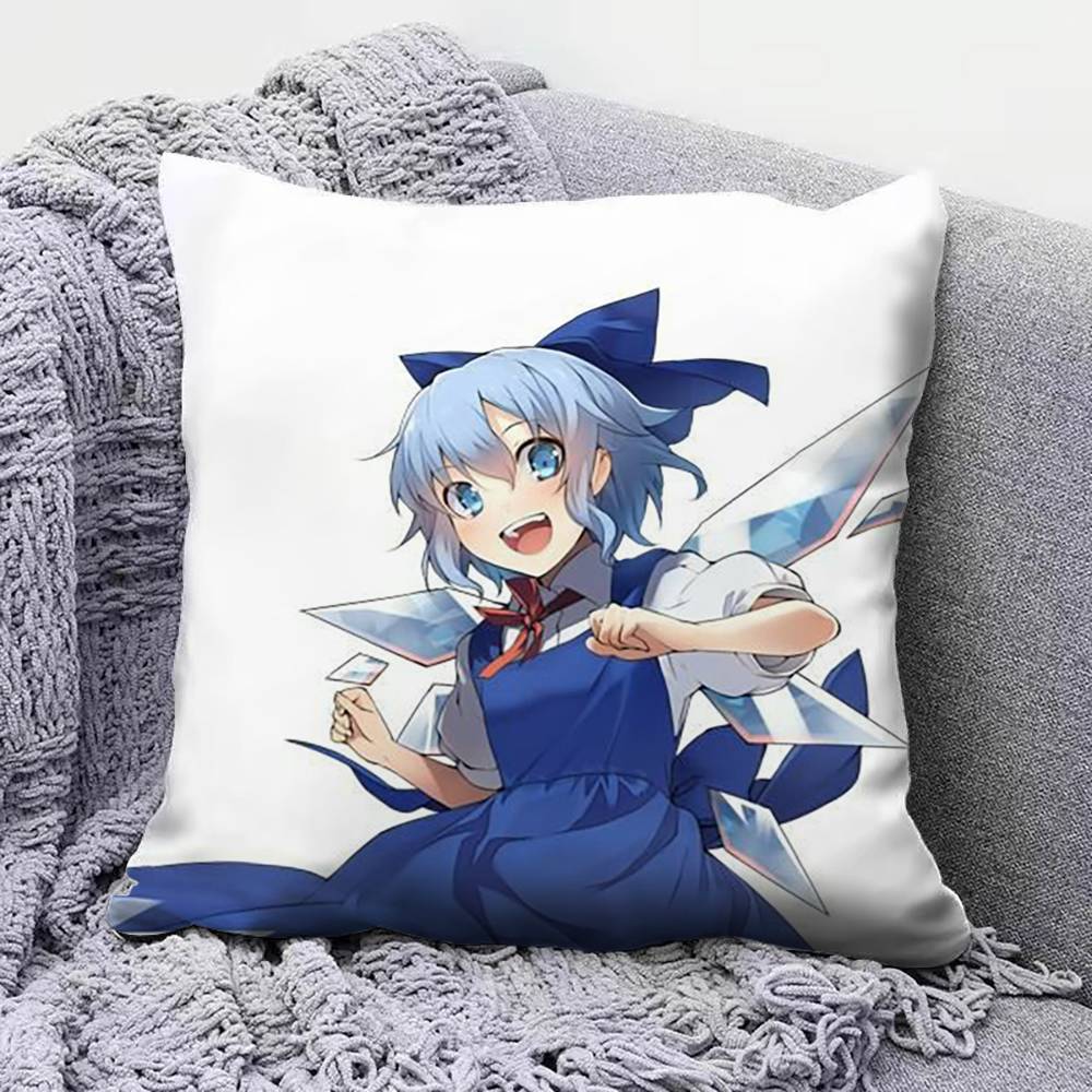 TOUHOU Project Cirno Cute Anime Girl Pillow Covers Home Sofa Cushion Covers and Aecorative Custom