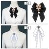 Korean Women'S Bow Tie Brooch Black Rhinestone Pearl Shirt Collar Pins Fashion Bowknot Bowtie Ribbon Wedding Party Necktie