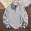 Men Sweatshirt Half Zipper Stand Collar Long Sleeves Solid Color Pullover Mid Length Sport Casual Top Lightweight Clothes for Travel Office Daily Wear