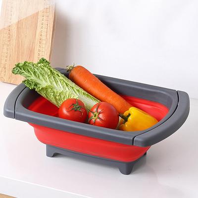 Faltbarer rechteckiger Silikon-Abflusskorb, einziehbarer Wasserfilterkorb, Haushalts-Obst- und Gemüsefilterkorb