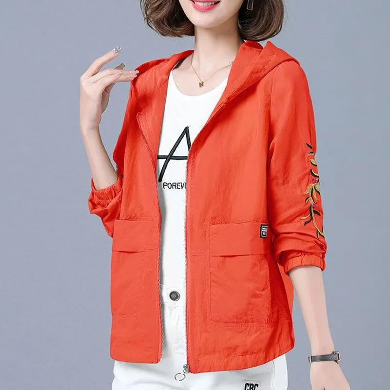 Women's Sun Protection Thin Coat Waterproof Clothing Windbreaker Hooded Casual Jacket