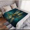 Luxury Gold Dragonfly Vintage Pattern Throw Blanket - Elegant Art Deco Motif Soft Lightweight Accent for Sofa Bed Travel Gift