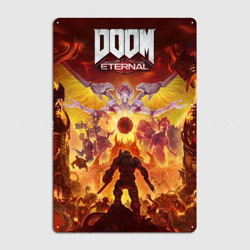 Dooms Poster Heimdekorationszubehör Spielschilder Wandkunst Vintage Metallblechschild für Gamer-Zimmer Wanddekoration Hausdekor