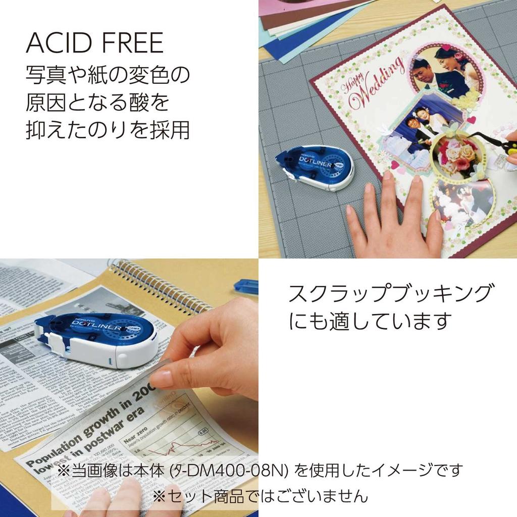 KOKUYO Dotliner Tape Strong Value Pack main 2 Glue, Adhesive, (1 unit, refills) TA-DM400-08N-2R-L2