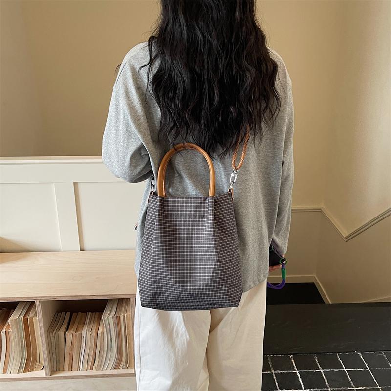 Vintage Plaid Tote Bag Women's Handbag Commuter Large Capacity Shoulder Bag