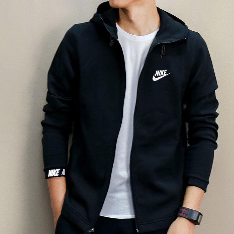 Nike Sport Casual Logo Print Hooded Jacket Men Jackets Black 861743-010