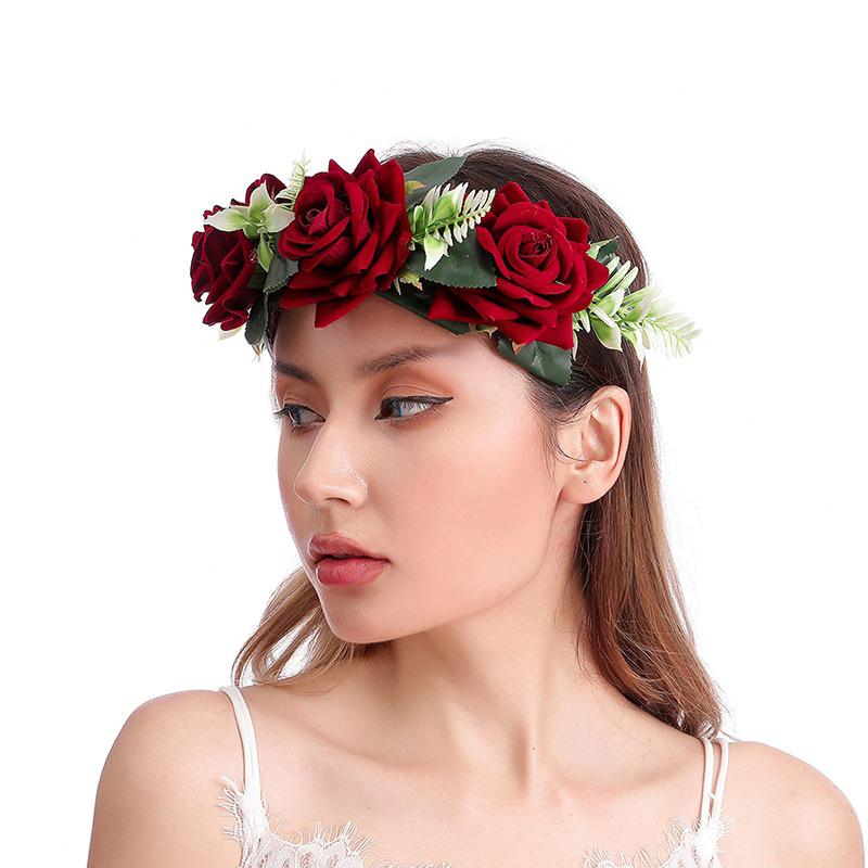 Cozylkx Women Floral Headbands Artificial Flower Head Wraps Elastic Adjustable for Wedding Bridal Birthday Festival Party Cozylkx Women Floral Headbands Artificial Flower Head Wraps Elastic Adjustable for Wedding Bridal Birthday Festival Party