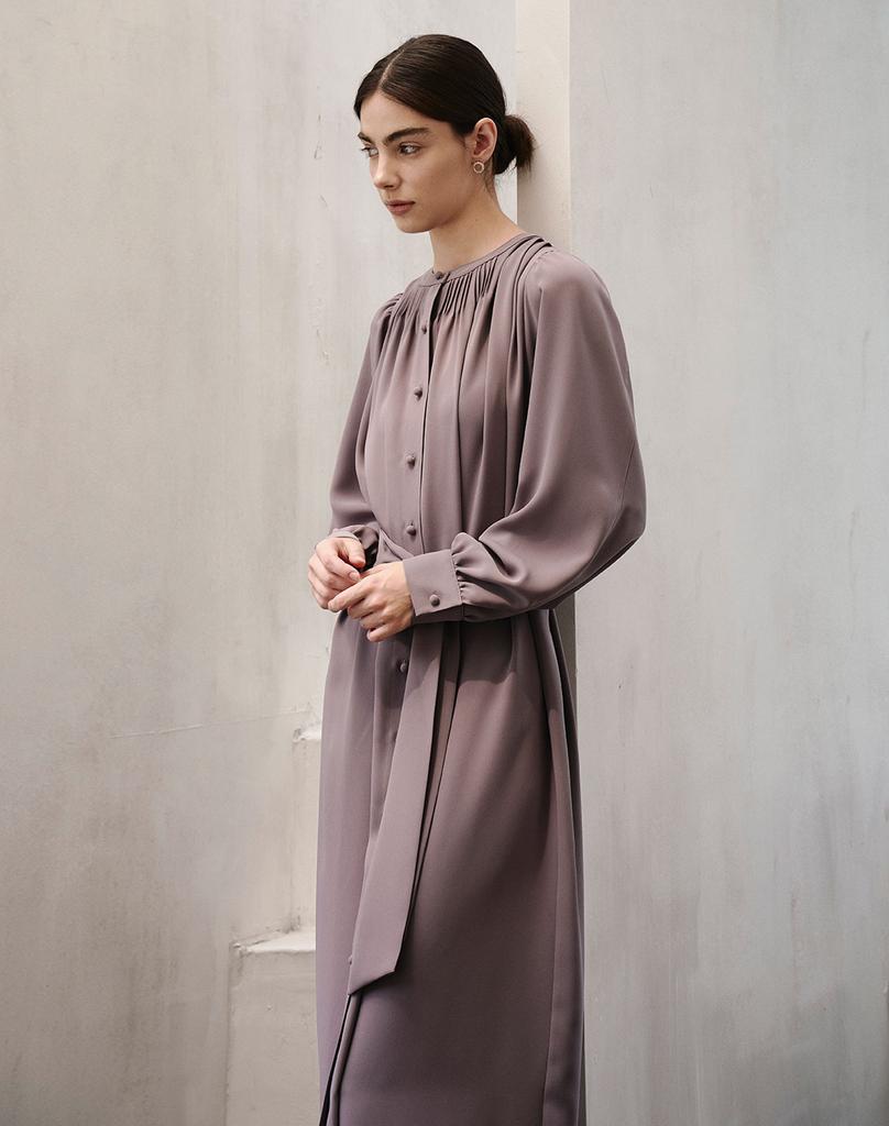 G Mar Round Neck Long Dress Maroon