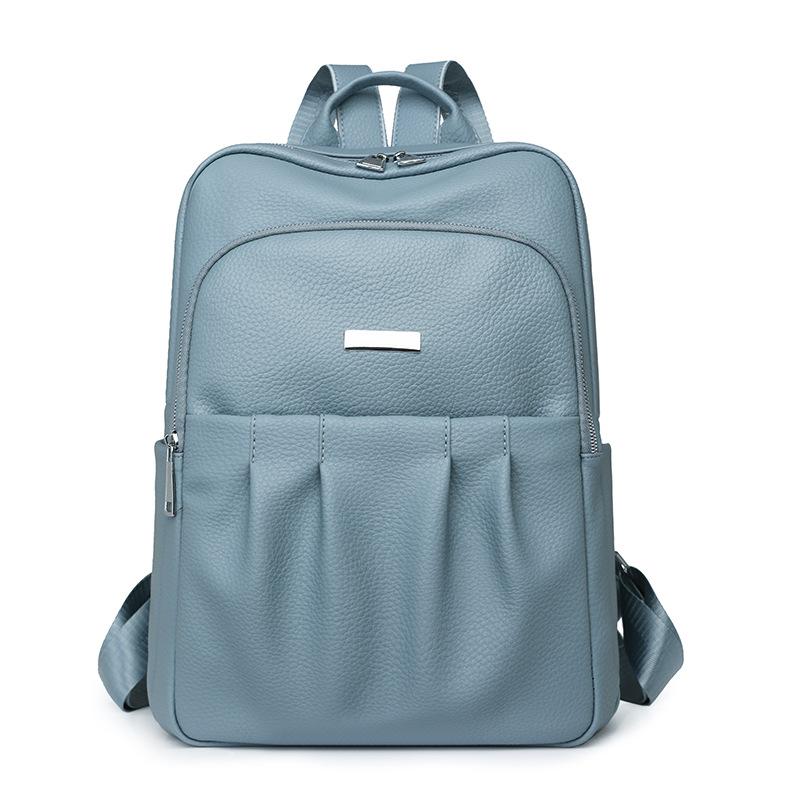 

New simple backpack women s summer leisure women s backpack fashionable solid color pu women s commuter backpack