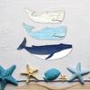 3 Pcs Wood Nautical Wall Decor Rustic Coastal Theme Whale Shark Wall Art Vintage Sea Animal Hanging Ornament for Living Room Bedroom