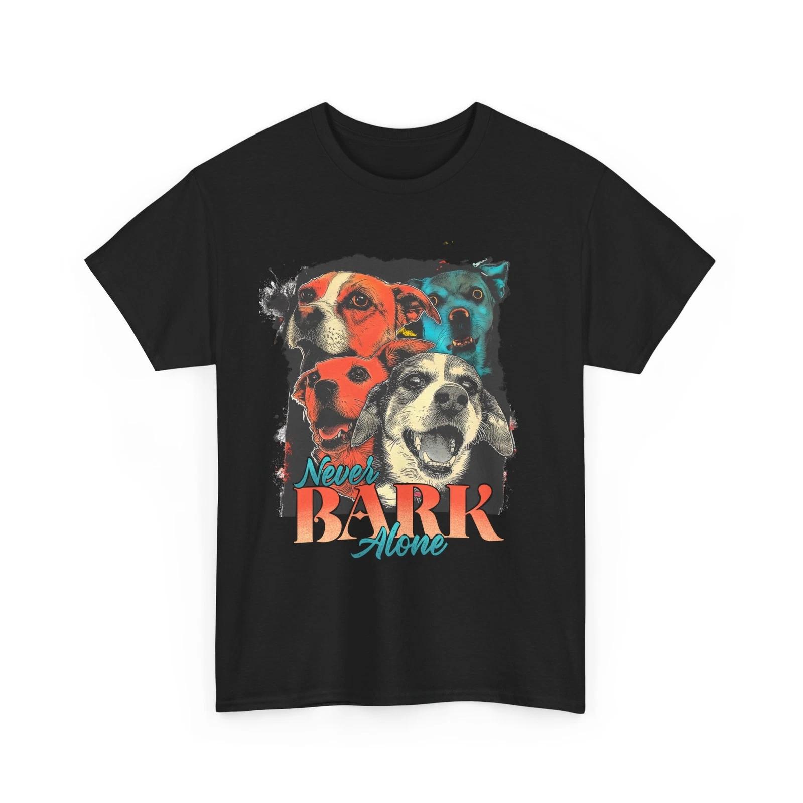 

Dogs Never Bark Alone T-Shirt – Funny Puppy Lover Paw Print Tee S