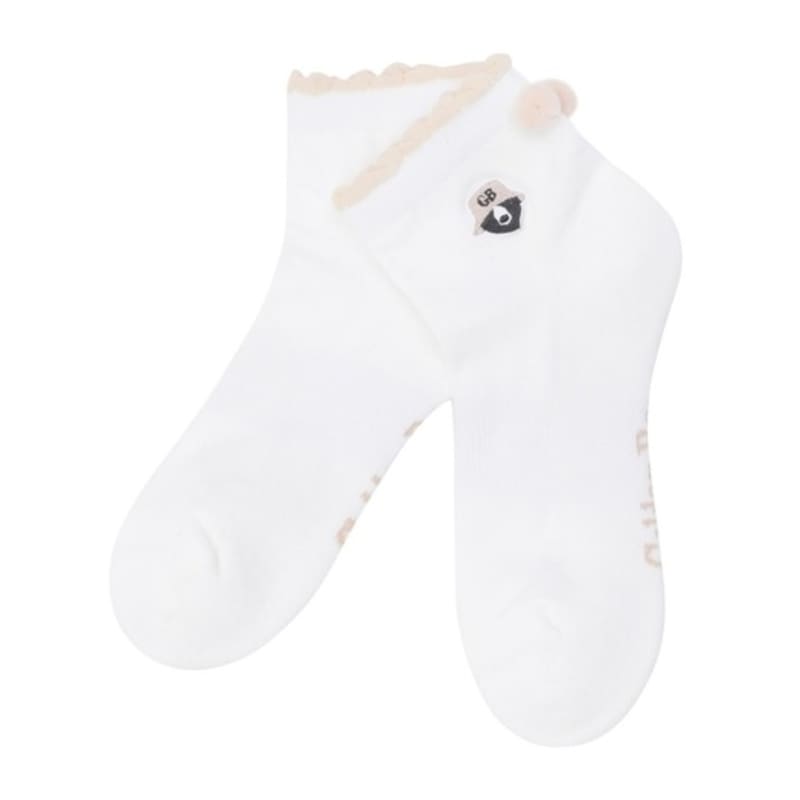 

GOLDEN BEAR (WOMEN) Shirring Pompom Socks_G6LAX25122BEX Brown