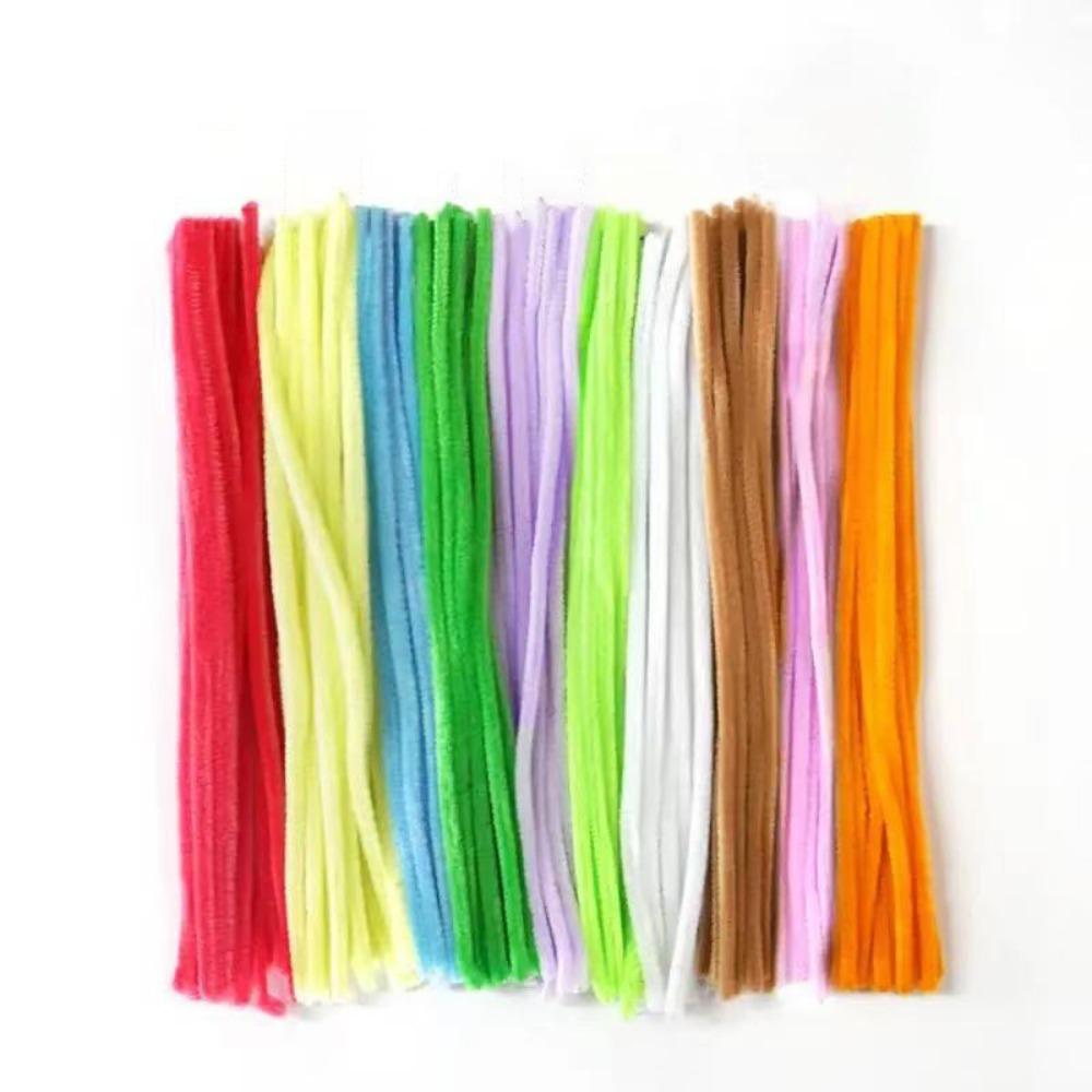 100pcs Plush Tinsel Stem DIY Strips Twist Bar Educational Toys Plush Wired Twist Sticks  Handcraft