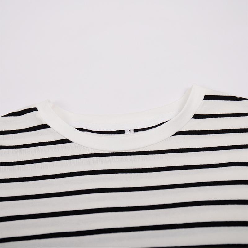 Cozy Loose Long Sleeve Striped T-Shirts Women Autumn Basic Casual Cotton Tops Round Neck Street Style Blouse