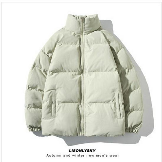 Korean Style Men's Thick Cotton Jacket - Loose, Warm, Stand-up Collar, Plus Size for Autumn & Winter