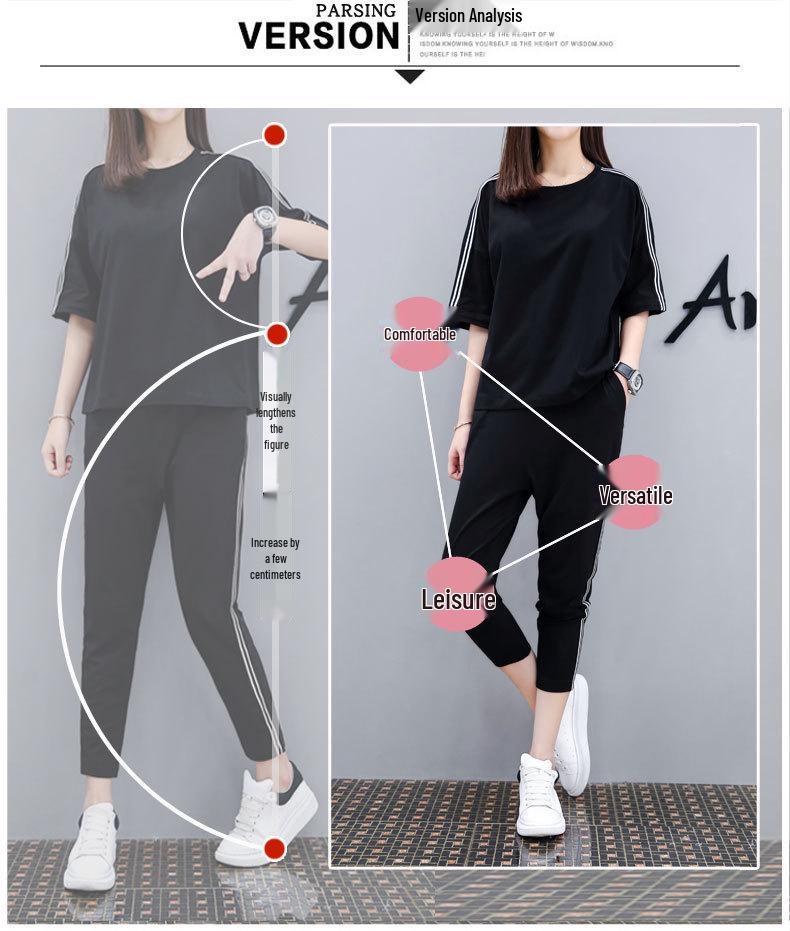 Women's Plus Size Summer Sportswear Set - 2026 New Style Pure Cotton Two-Piece Casual Outfit