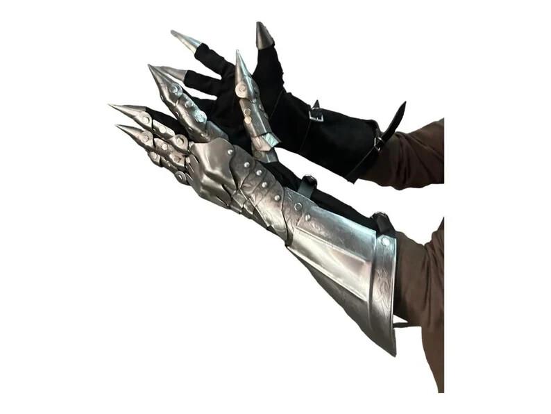 Handmade Silver Finish Gauntlets-Steel Medieval Armor Gloves