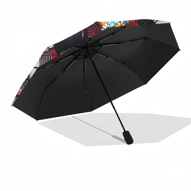 Geisha Themed Automatic Opening and Closing Umbrella, Brightly Colored 8-rib Portable Umbrella, Suitable for Men and Women, A Perfect Gift f