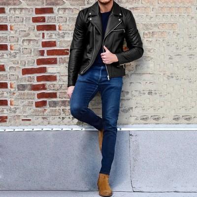 Hot Sale Autumn Men's Leather Jacket Lapel Horizontal Zipper Short Locomotive Jacket