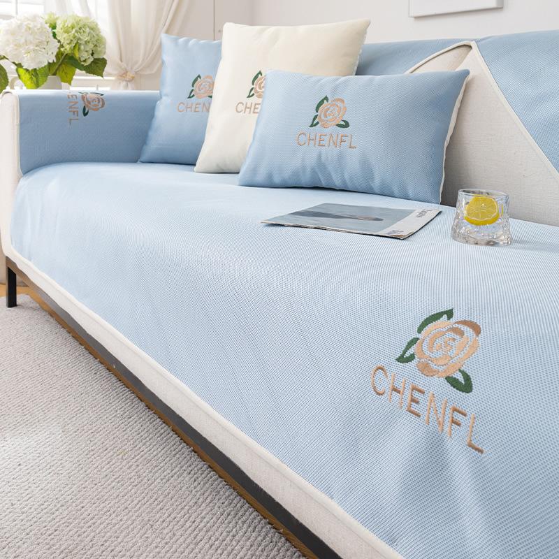 

New Summer Ice Silk Sofa Cushion Light Luxury Non-Slip Mat Sofa Cover Simple Seat Cushion All-Inclusive Universal Sofa Towel 70*70cm