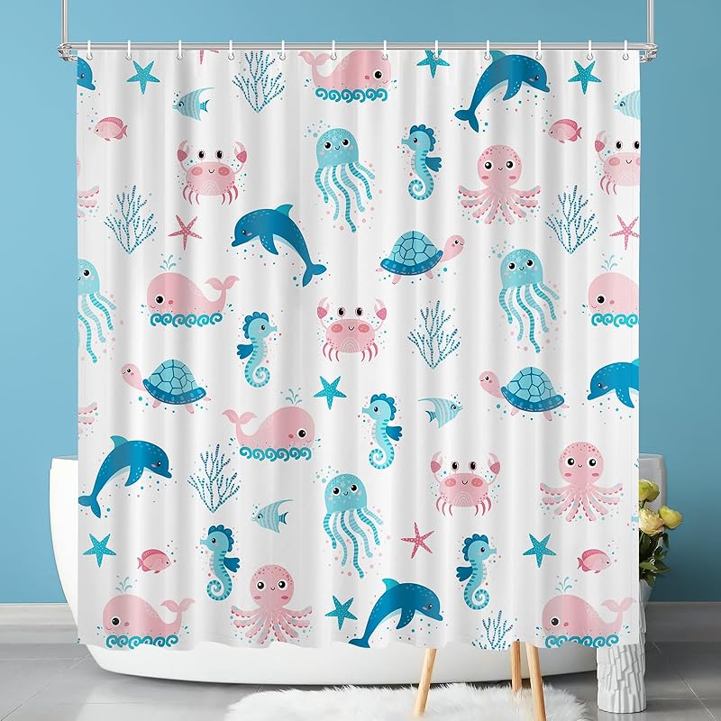 Vimorco Flower Butterfly Shower Curtain, Black Shower Curtains for Bathroom, Waterproof Quick-Dry Polyester Fabric Flower Shower Curtain, Floral Bath