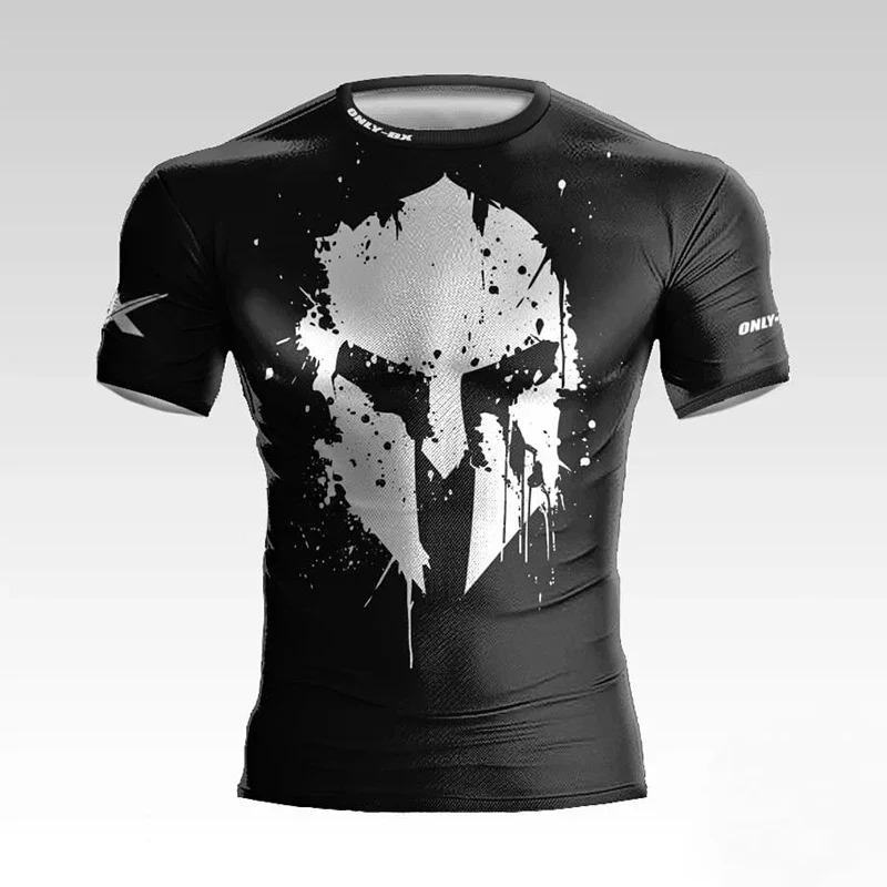 Summer new style Spartan helmet 3D printed men's T-shirt for boxing and fitness,daily outdoor activities.Quick-drying.Streetwear