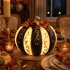 Schwarz-Weiß-Gestreifte Kürbisdekoration Goldenes Muster Halloween-Ornament Tischdekoration