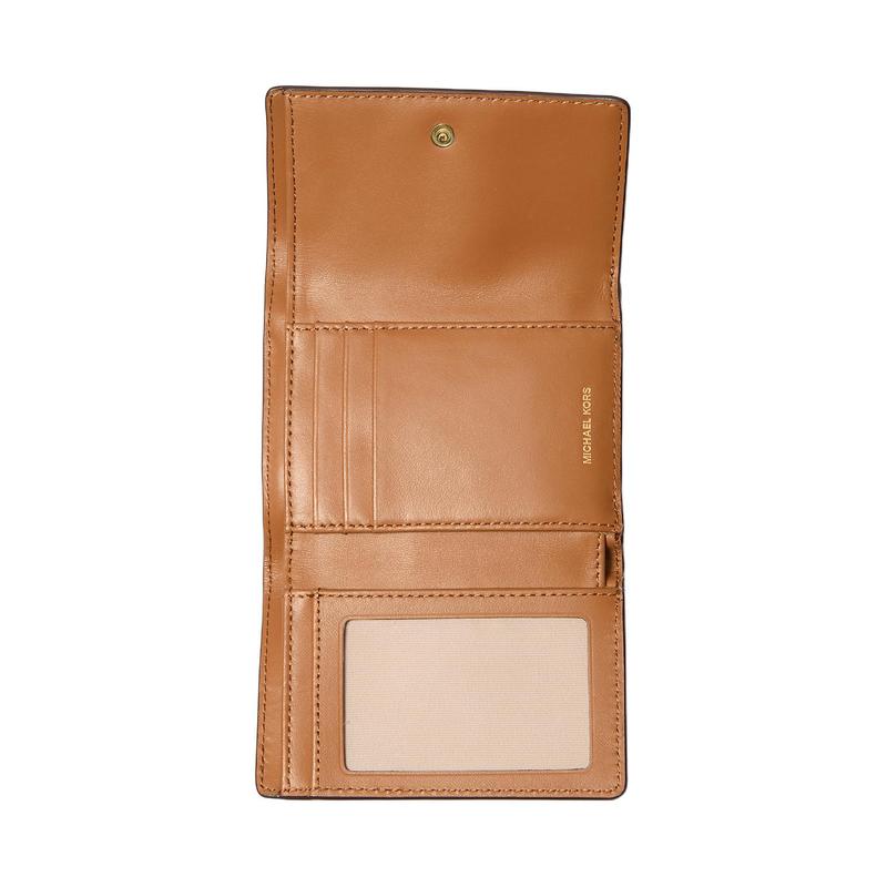 Michael Kors Printed Logo Artificial Leather Coated Canvas Wallet Medium Unisex Couple Brown