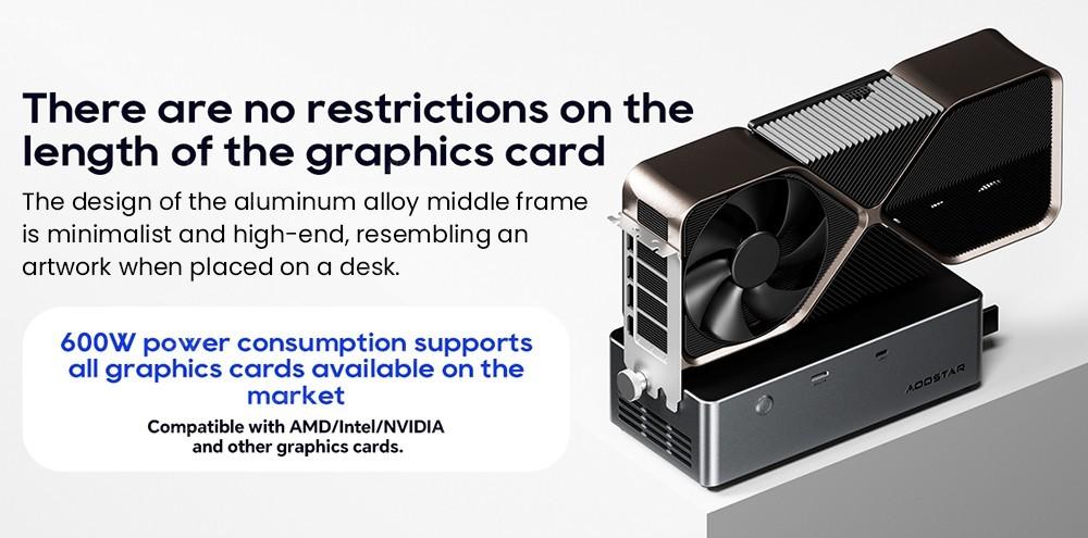 AOOSTAR AG02 OCulink USB4 Graphics Card 3*8Pin Built-in 800W Power Supply Game PCIex16 Extension Open Space for Laptop