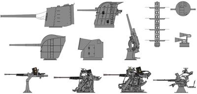 Pit Road 1/700 Skywave Series New WWII Japanese Navy Ship Weapon Set, Plastic Model Parts SP109