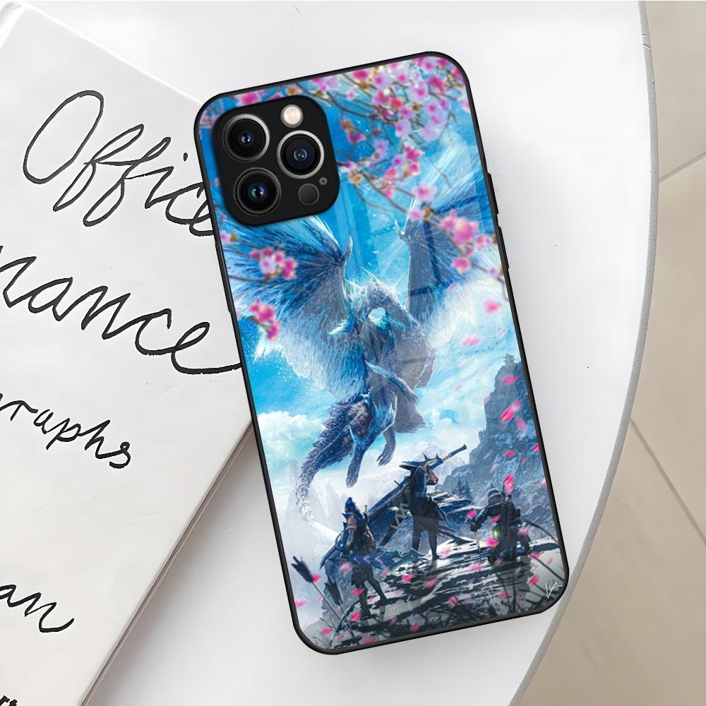 Spiel Monster Hunter World Handyhülle für Iphone 16 15 14 12 11 13 Pro Max Mini X Xr Xs Se 8 Puls Glas Hülle