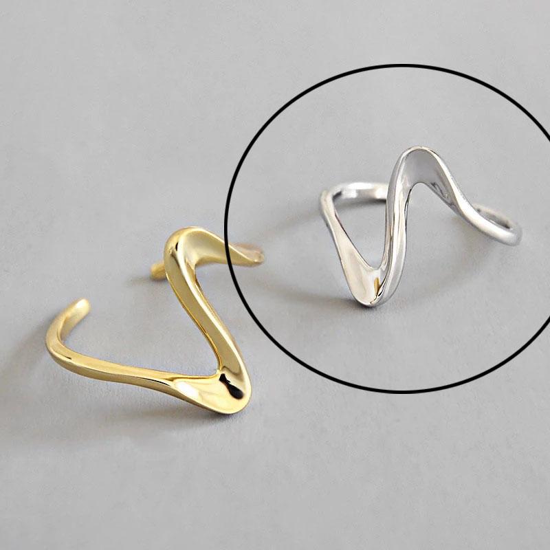 925 Silver Rings For Women Hollow Out Gold Color Temperament Personality Fashion Female Trendy Resizable Opening Rings