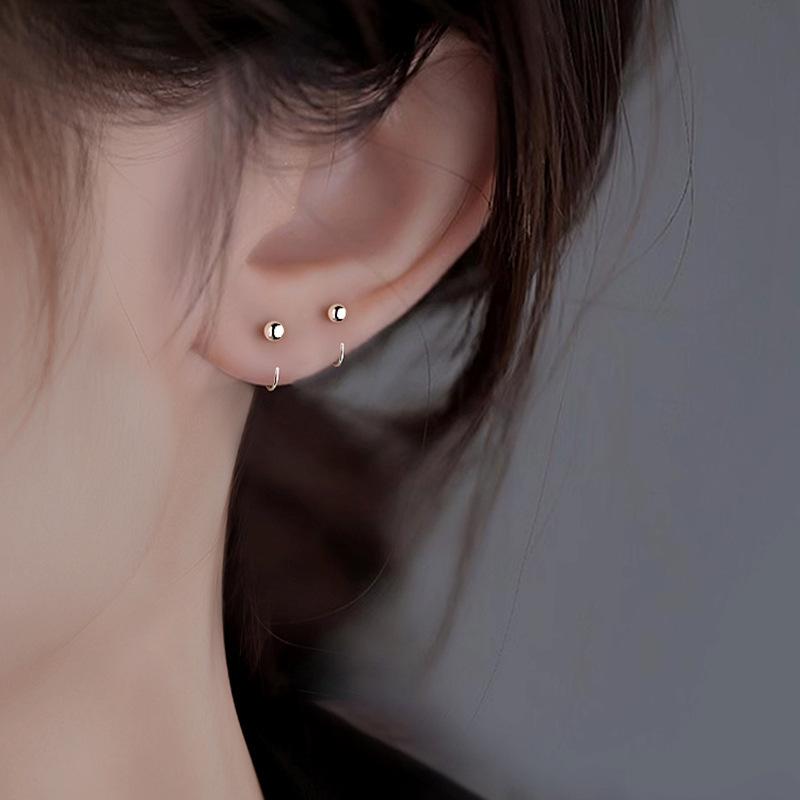 Korean Ins Wind Doudou Round Ear Hook a Cold Wind Temperament Earrings Sleep Free To Remove Niche Earrings Women