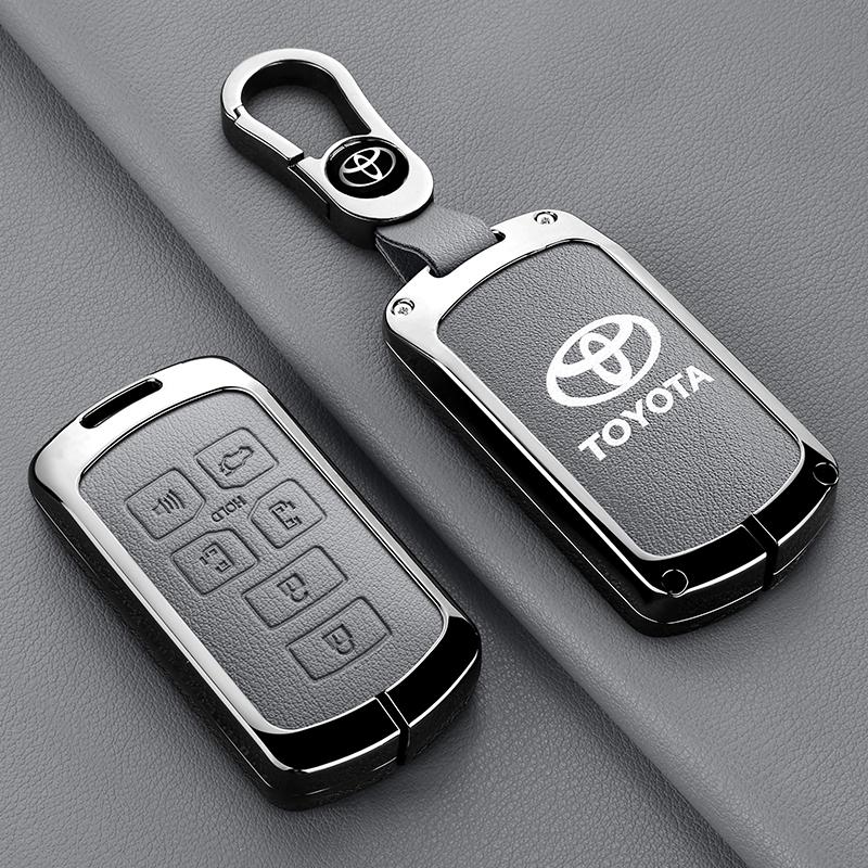 Alloy Leather Car Smart Remote Key Case Cover Bag For Toyota Sienna Se Tacom 2015 2016 2017 2018 2019 2020 Keychain Accessories