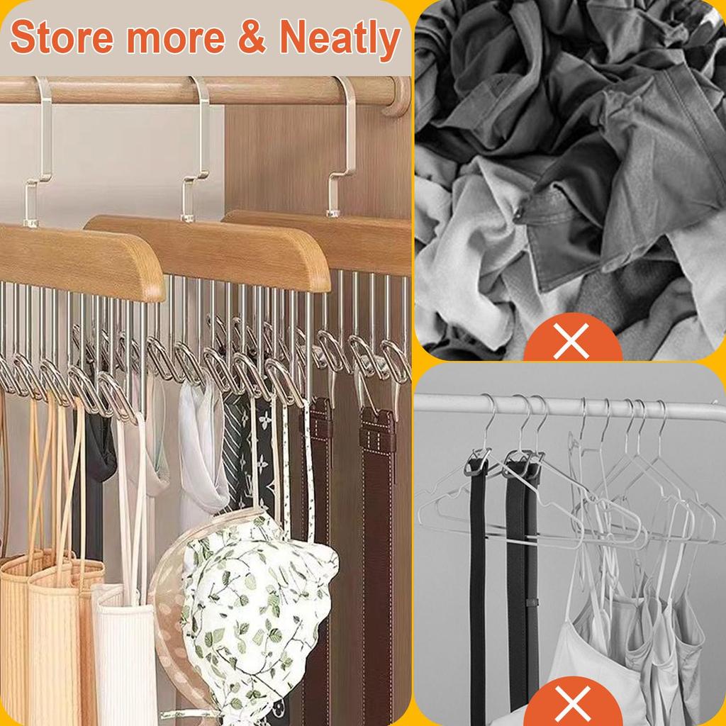 Multi-functional Belt Hanger Clothes Organizer Multifunctional Wooden Underwear Vest Storage Home Dorm Wave Hanger Drying Rack