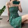 Dámský špagetový pásek s vysokým pasem, mini květinové šaty s potiskem letní plisované dámské šaty bez ramínek